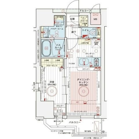 拡大写真:エステムコート大阪福島ルアーナ 2階202の間取り