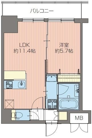 拡大写真:ORSUS新大阪 2階206の間取り