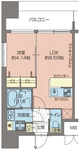 拡大写真:プレジオ城北 15階1501の間取り