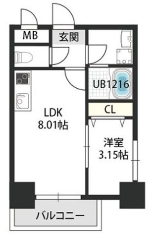 拡大写真:GRAND STEADY新梅田 5階501の間取り