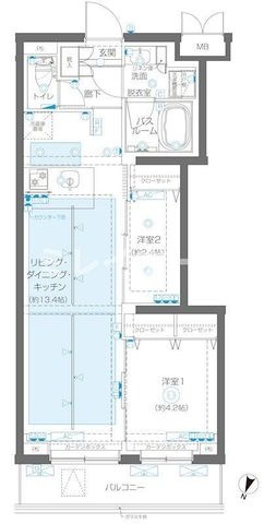 拡大写真：ZOOM蒲田イースト 4階404の間取り