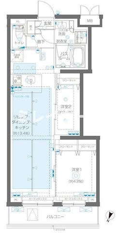 拡大写真:ZOOM蒲田イースト 5階504の間取り