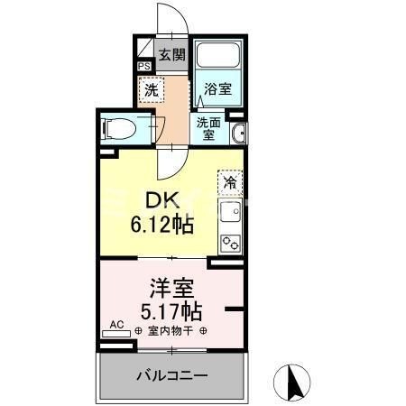拡大写真:エクセリア中央 3階302の間取り