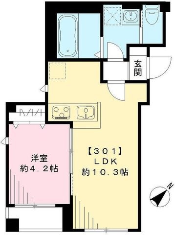 拡大写真:グランビューノ荏原 3階301の間取り