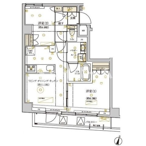 拡大写真:ドムススタイル武蔵小山 2階201の間取り