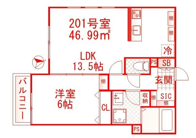 拡大写真:横浜市戸塚区吉田町 2階201の間取り