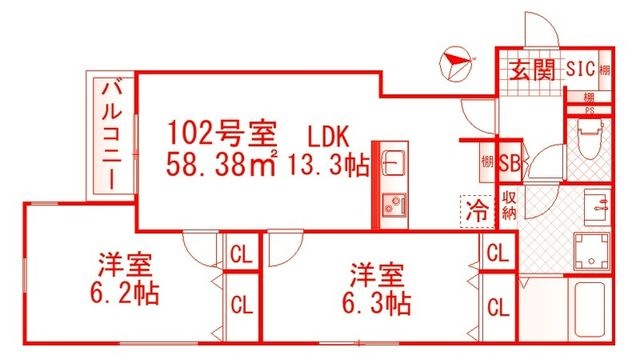 拡大写真:横浜市戸塚区吉田町 1階102の間取り