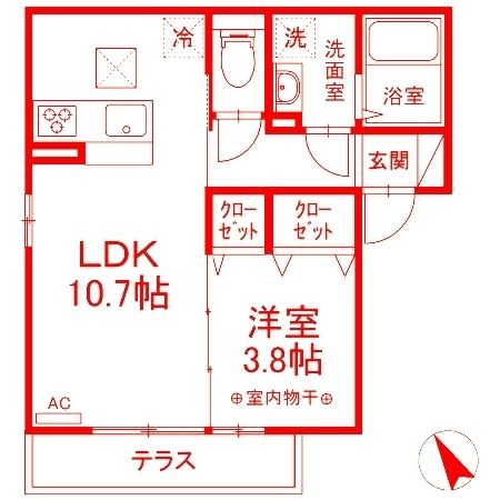 拡大写真:茅ヶ崎市菱沼3丁目 1階101の間取り