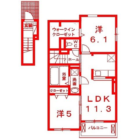 拡大写真：藤沢市石川３丁目 2階201の間取り