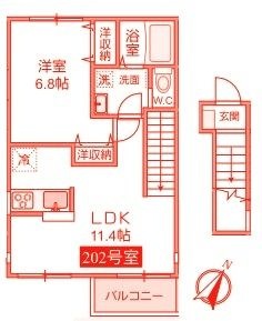 拡大写真:横浜市戸塚区矢部町 2階202の間取り