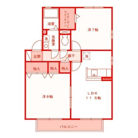拡大写真:藤沢市亀井野 2階201の間取り