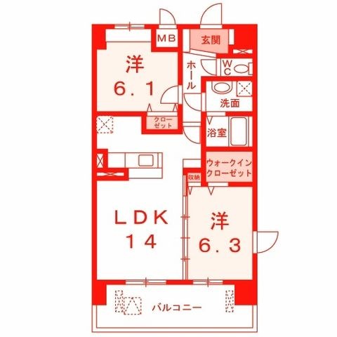 拡大写真:藤沢市石川1丁目 5階501の間取り