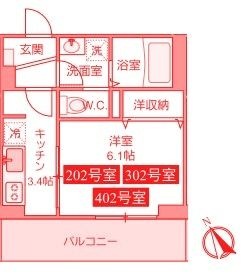 拡大写真:シルケンハウス 4階402の間取り