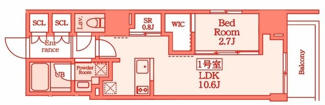 拡大写真:プライムブリス横濱関内 2階201の間取り