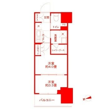 拡大写真:ザ・ライオンズフォーシア鶴見 7階708の間取り