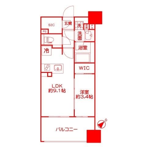 拡大写真:ネベル横浜関内 2階205の間取り