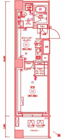 拡大写真:LEXE AZEST横濱関内 3階309の間取り