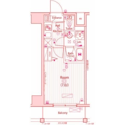 拡大写真:ガーラ・クレスタ横濱関内 9階903の間取り