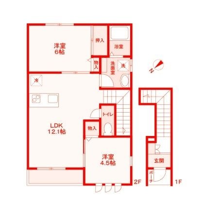 拡大写真:ホルツハウス綱島 2階201の間取り
