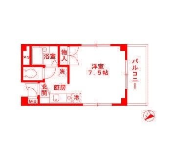 拡大写真:KIビル 4階402の間取り