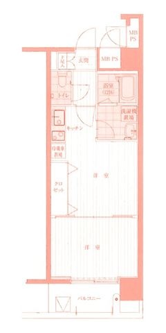拡大写真:ヴィータローザ横浜吉野町 4階404の間取り