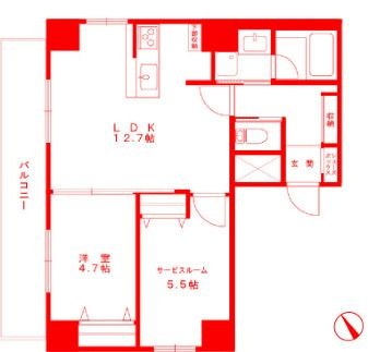 拡大写真:Paulownia Valley take 12 大口通 4階401の間取り