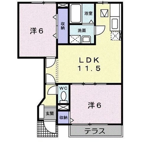拡大写真:プラスペラティC 1階102の間取り