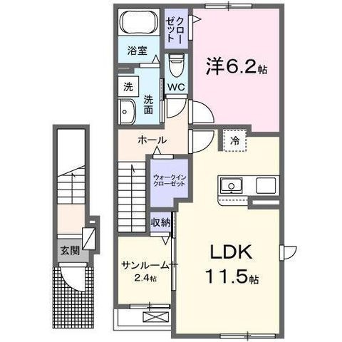 拡大写真：サンフラット乙島Ｂ棟 2階203の間取り