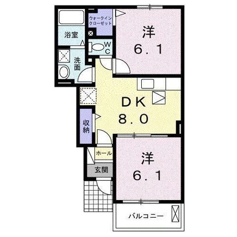 拡大写真:グランビア B 1階102の間取り