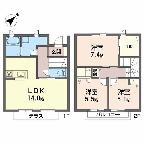 拡大写真:シャーメゾンWill 1階102の間取り