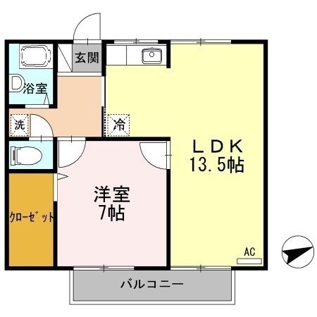 拡大写真:山田アパート 2階202の間取り