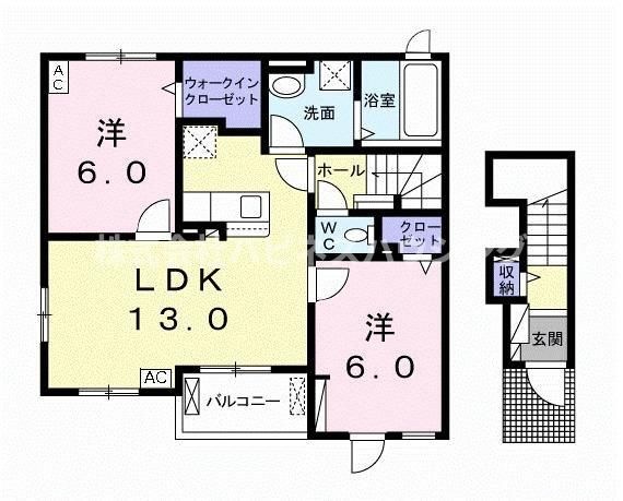 拡大写真:カーラ・シャンティⅡ 2階201の間取り