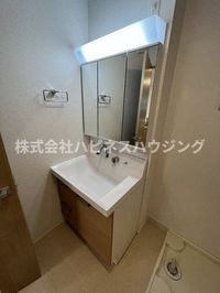 ゆったりとスペースのある洗面所