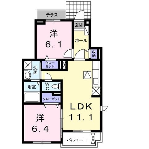 拡大写真:ペピーノの杜 1階101の間取り