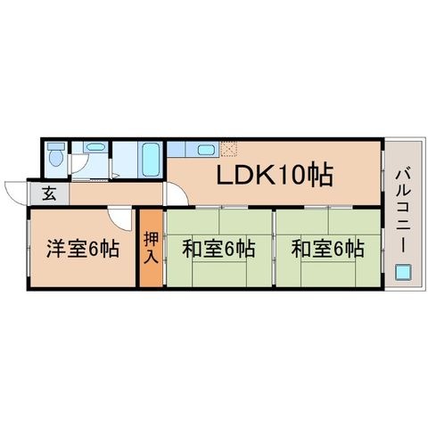 拡大写真:尼崎市御園3丁目 2階204の間取り