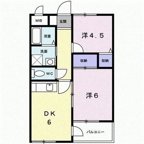 拡大写真：宝塚市鹿塩(〒665-0054)２丁目 2階202の間取り