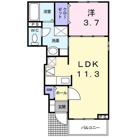拡大写真:川西市笹部1丁目 1階107の間取り