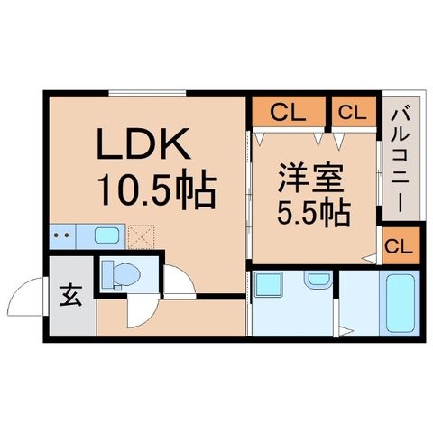 拡大写真:尼崎市東園田町6丁目 1階103の間取り