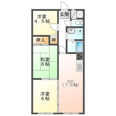 拡大写真:津山市大田 1階106の間取り
