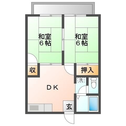 拡大写真：コーポグリーンパル2 1階105の間取り
