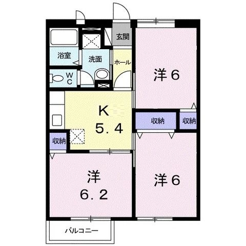 拡大写真：エルディムはるかぜ 2階203の間取り