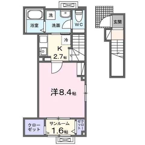 拡大写真:カルム栄町Ⅰ 2階201の間取り