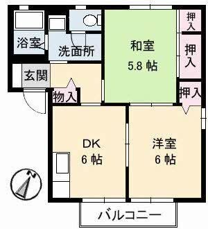拡大写真:ビレッジ城北 A棟 2階202の間取り