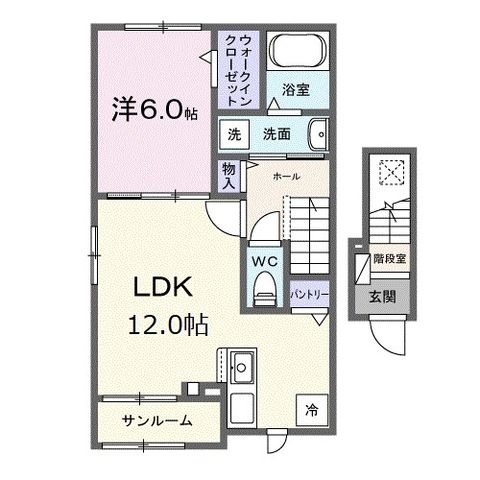 拡大写真:シャンテ カノンB 2階201の間取り