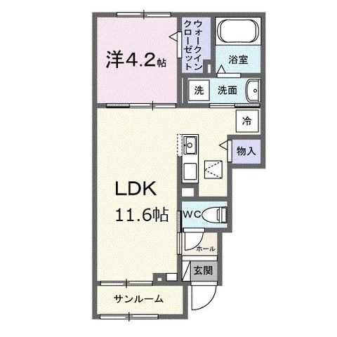 拡大写真:シャンテ カノンB 1階102の間取り