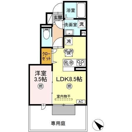 拡大写真:浜乃木レジデンスK 1階102の間取り