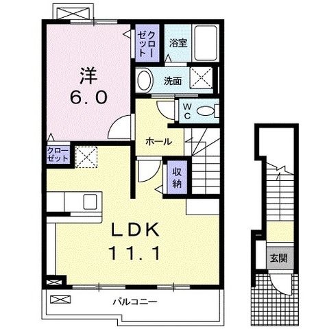 拡大写真:ボヌール荻杼 B 2階201の間取り