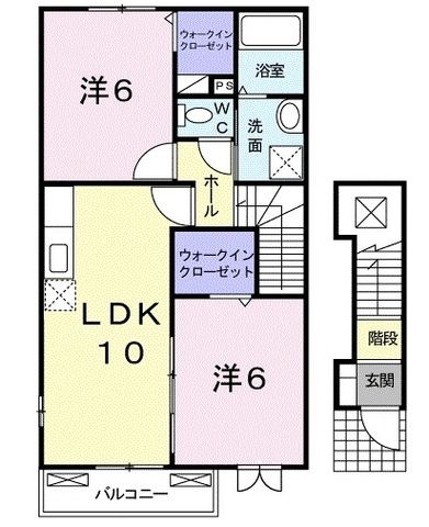 拡大写真：オリーブ 2階201の間取り