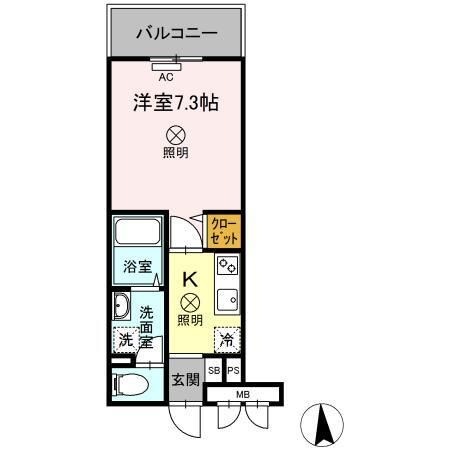 拡大写真：グレイス厚生町 2階205の間取り