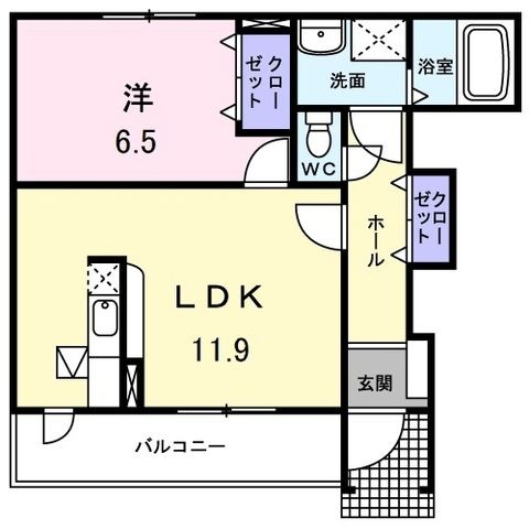 拡大写真:リヴィエール 1階101の間取り